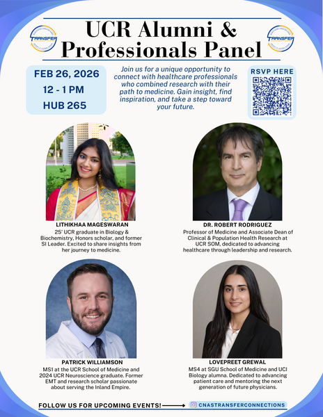UCR Alumni Professionals Panel Flyer