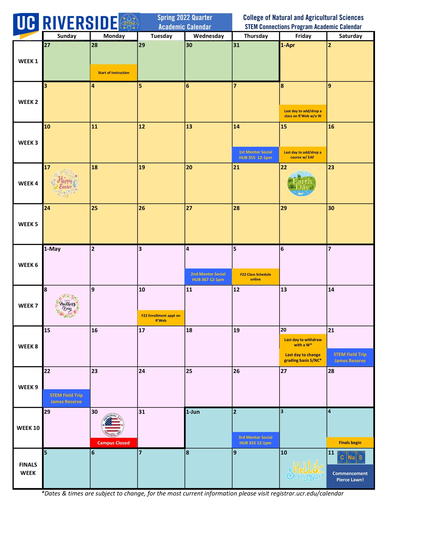 Stem Home Page Spring 2022 Mentee calendar
