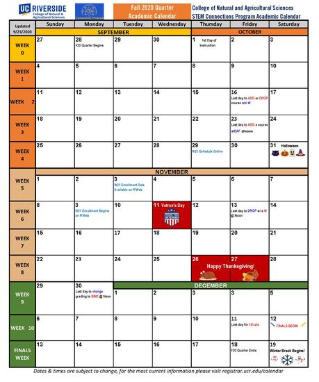 Spring 2020 Quarter Academic Calendar uc riverside academic calendar 2021 22
